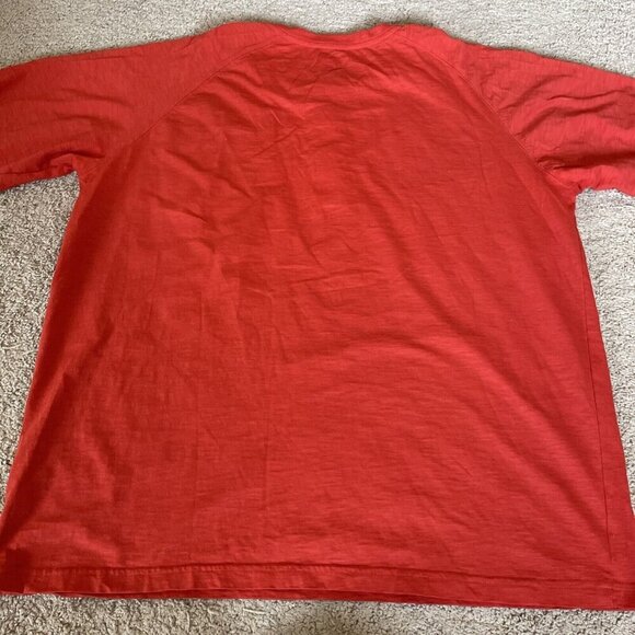 L.L. BEAN Slightly Fitted Henley Men's X-Large Reg Red Raglan Sleeves Colorful - Picture 5 of 7